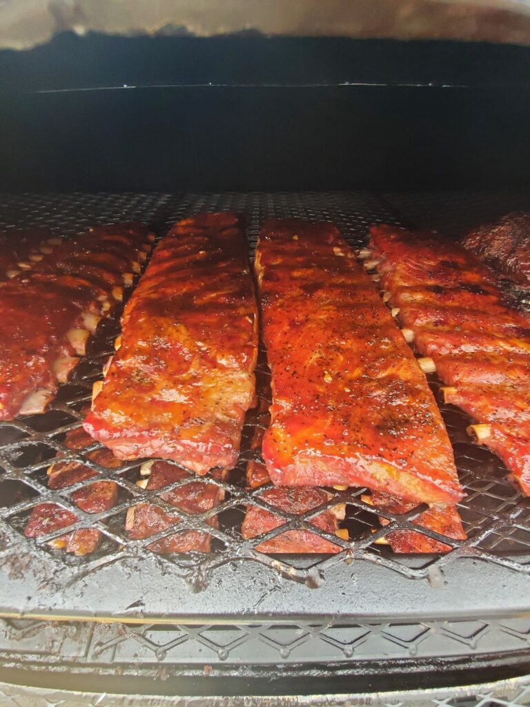 Rib Night!!!!! Half rack of St. Louis cut ribs, smoked on white oak on…