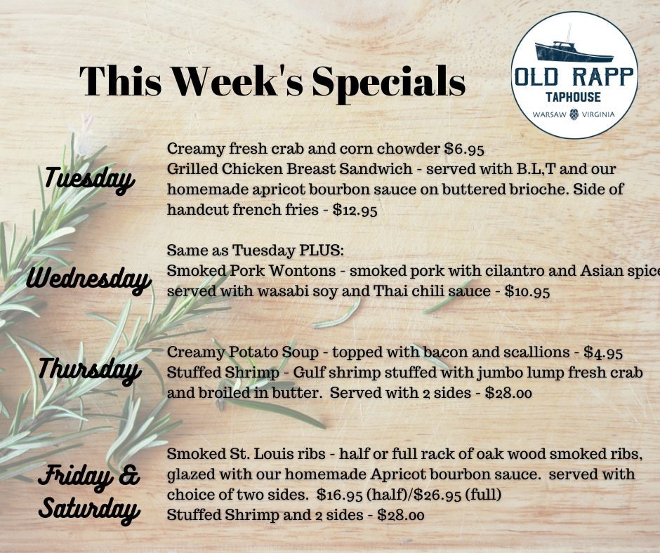 Here’s the weekly lineup! Come try a few new dishes and a couple popular…