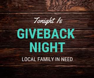 Please join us for a #giveback dinner tonight, as we are donating a portion of s