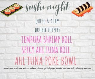 We still got some yummy doobie poppers & queso left along with our sushi for ton