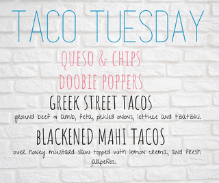 taco tuesday!!! featuring our new greek street tacos – come and give ’em a try!