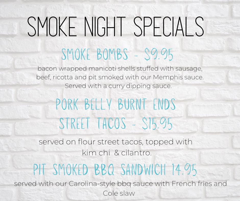 Added our pit smoked bbq to the specials tonight!!! Don’t forget we have our fou